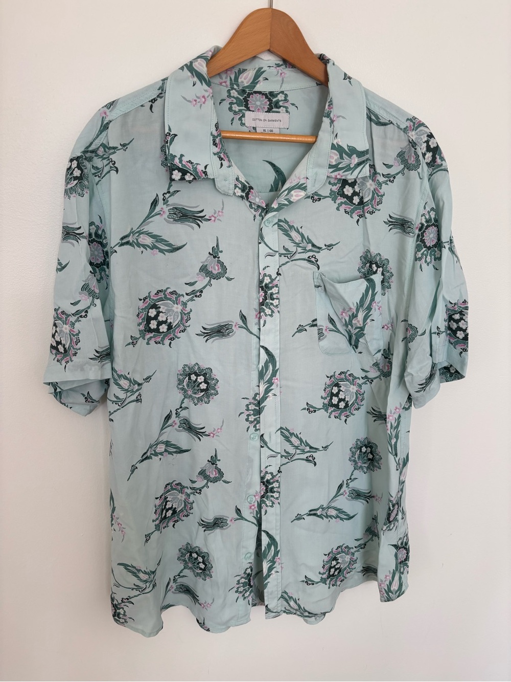 Light Blue Floral Short-Sleeve Men’s Shirt